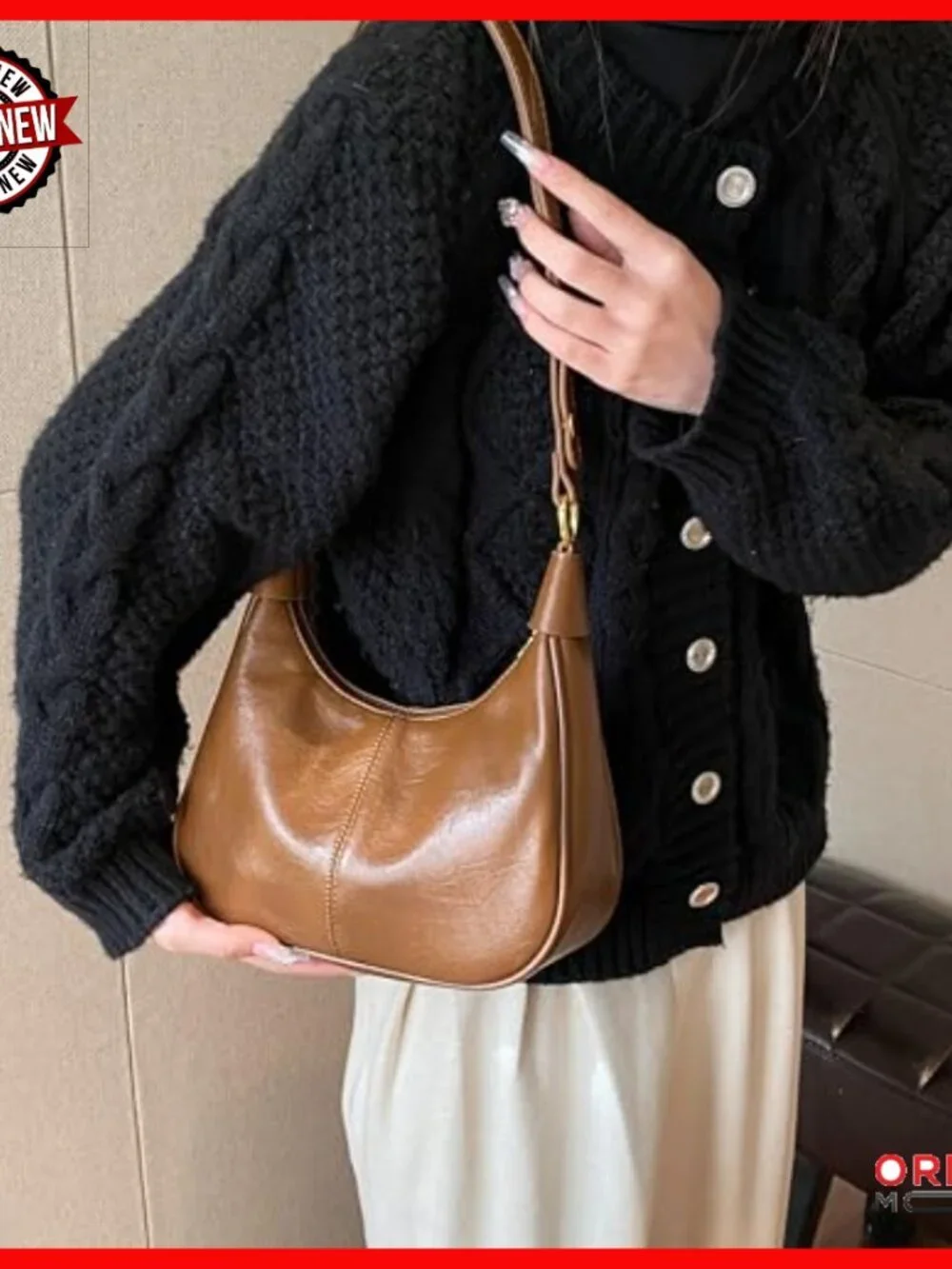 Small Hobo Shoulder Bag Vegan Leather Adjustable Strap Crossbody Purse